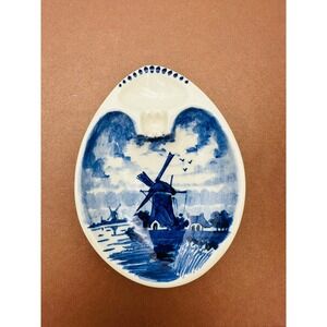Vintage Delft Handpainted Holland Blue White Windmill Ceramic Ashtray 1472